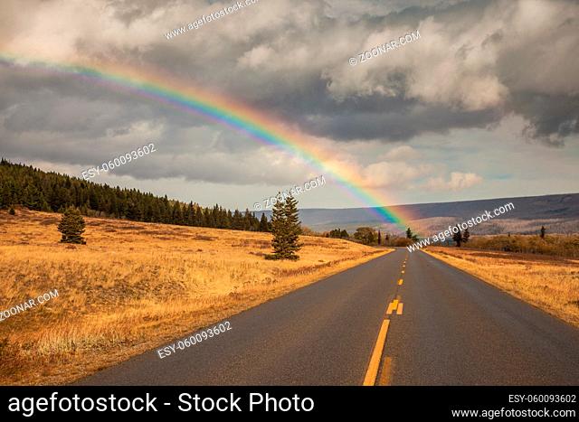 Rainbow and the Going to the Sun Road in Glacier National Park, Montana