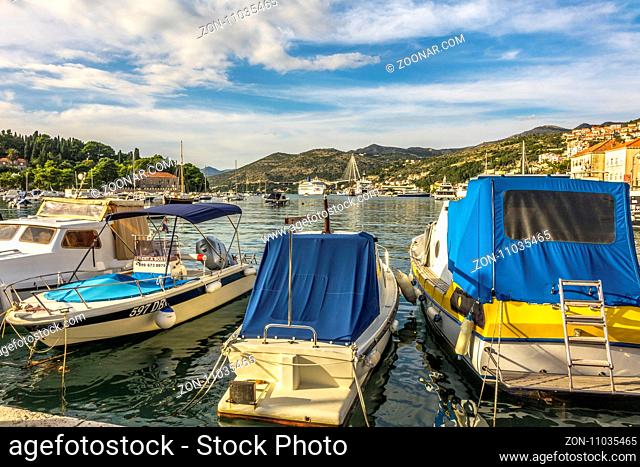 Boats Moored in Gruz Harbour Dubrovnik Croatia
