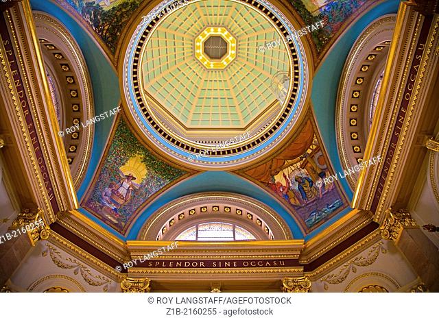 Decorative ceiling of the rotunda in the British Columbia legislative building, Victoria, Canada
