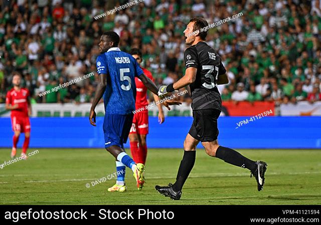 Gent's goalkeeper Davy Roef pictured in action during a soccer game between Cypriot Omonia Nicosia and Belgian KAA Gent in Nicosia