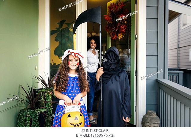 Children trick-or-treating on Halloween