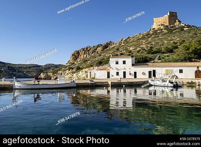 Es Port, puerto de Cabrera, Parque nacional marítimo-terrestre del Archipiélago de Cabrera, Mallorca, Balearic Islands, Spain