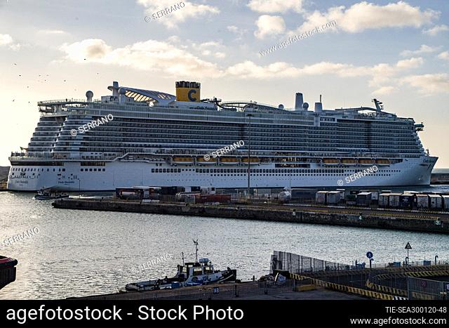 The cruise ship Costa Smeralda is seen anchored in the port of Civitavecchia, northwest of Rome , Italy, 30 January 2020