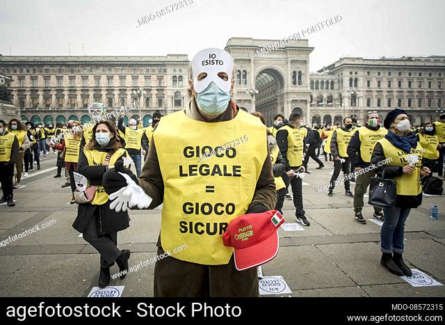 In Piazza Duomo the first demonstration against the closures due to the Covid 19 panemic of the workers of the legal gambling gaming companies