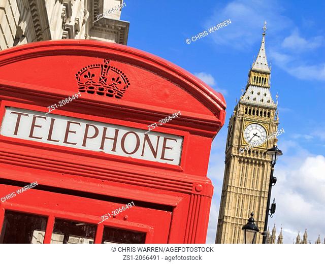 Big Ben and Telephone Box Westminster London England UK