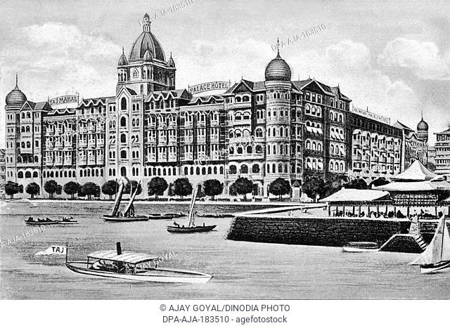 Old vintage photo of Taj Mahal Hotel Apollo Bunder mumbai maharashtra India