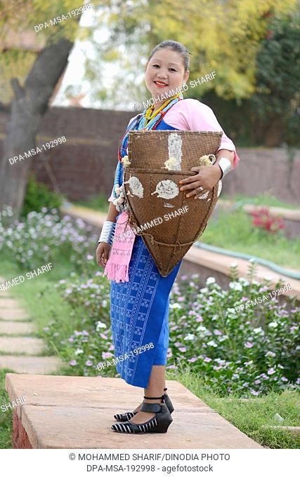 Woman Wearing Traditional Dress Arunachal Pradesh India Asia Mr#786
