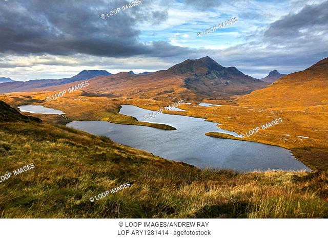 A view from the summit of Knockan Crag in Wester Ross in Scotland