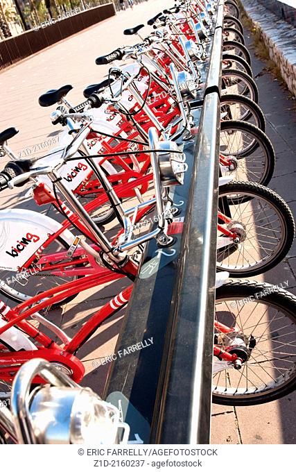 Bicycles stacked at Barcelona