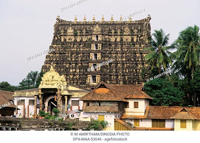 Sri Padmanabhaswamy temple tower ; Thiruvananthapuram or Trivandrum ; Kerala ; India