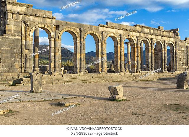 Basilica, Roman ruins, Volubilis, Morocco