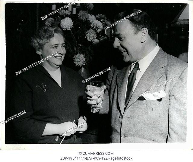 Nov. 11, 1954 - The screen start passes on the Duke's regards. Visits Thames - Side Hotel.: When screen star Brian Donlevy attended the Royal FIlm presentation...