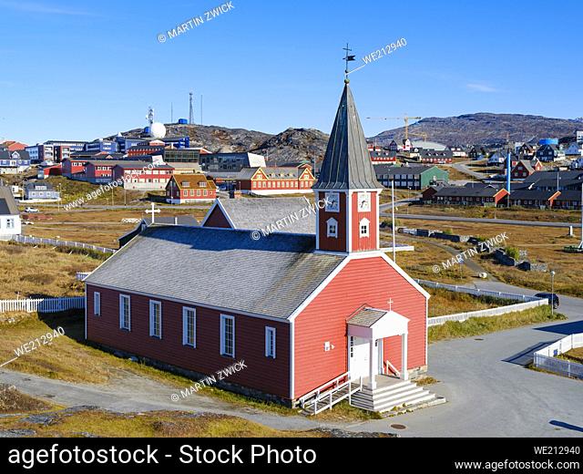 Church of our saviour or Nuuk Cathedral (Annaassisitta Oqaluffia). Nuuk the capital of Greenland during late autumn. America, North America, Greenland
