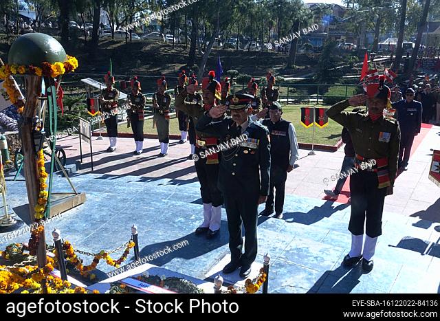 December 16, 2022, Dharamsala, India: Major General Atul Rawat, Chief of Army Staff, 9th Corps Yol (Ati Vishisht Seva Medal) pays tribute at the Dharamsala War...