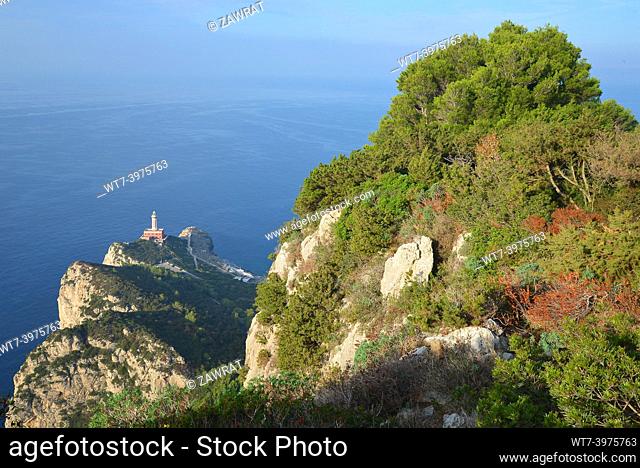 Punta Carena lighthouse, sea, south side of Capri