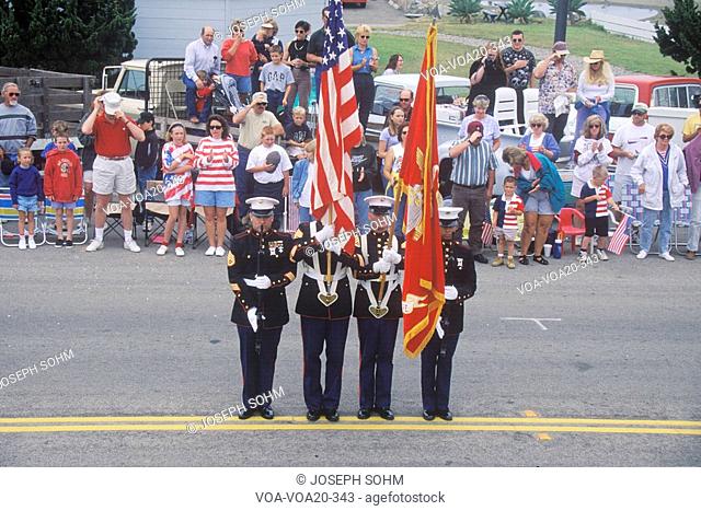 Marines in July 4th Parade, Cayucos, California