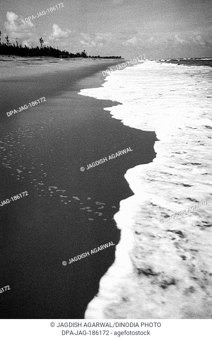Sea sand sky at Mamallapuram beach Mahabalipuram Tamil Nadu India Asia 1979