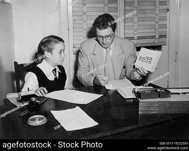 A pupil of the Queensland Remedial Education Centre is given a diagnostic test. Her memorising and copying a drawing is timed. February 25, 1953