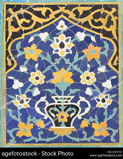 Uzbekistan, Unesco World Heritage Site, Bukhara, Kalon mosque, Earthenware mosaic