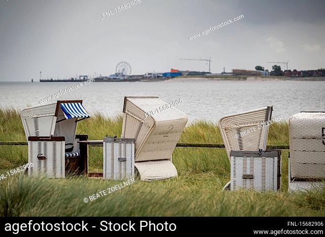 Hooded beach chairs, Ellenbogen, Sylt, Schleswig-Holstein, Germany, Europe