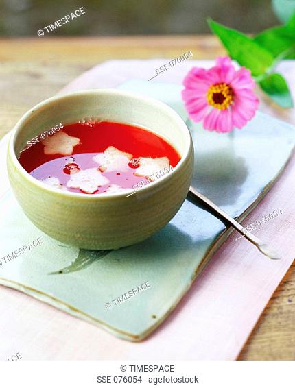 Watermelon soup with stars