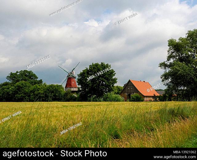 Windmill Everdings Mühle, Badbergen, Osnabrücker Land, Lower Saxony, Germany