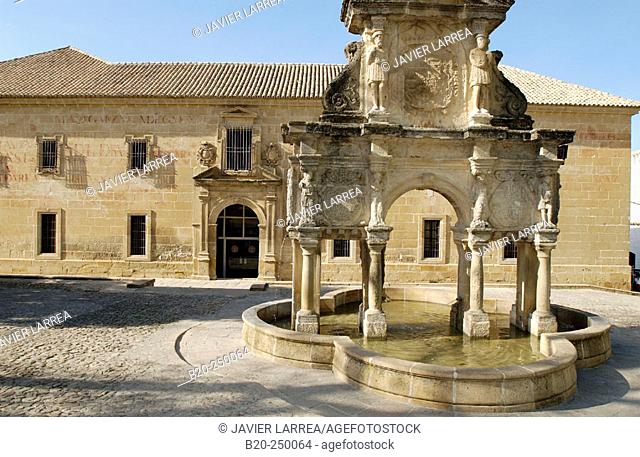 Seminario de San Felipe Neri and fountain at Santa María's square. Baeza. Jaén province. Spain