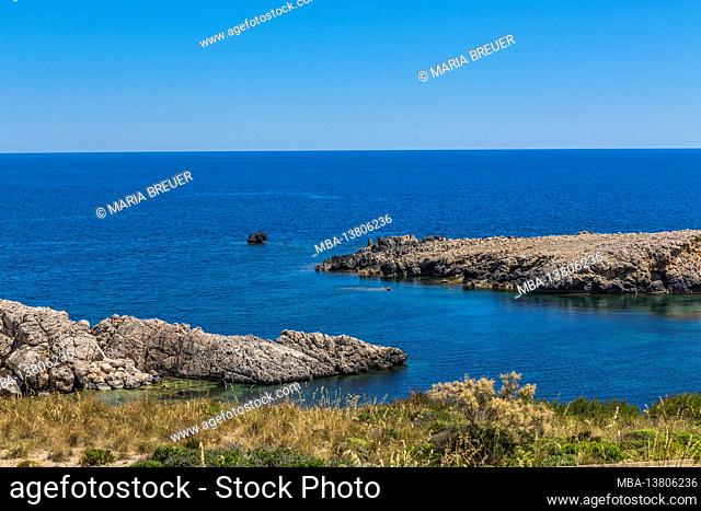 Rocky coast, Son Parc, Menorca, Balearic Islands, Mediterranean, Spain Europe
