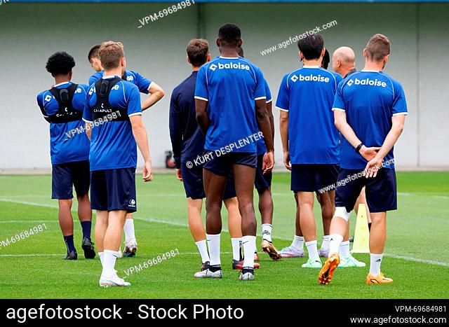 Gent's players pictured during a training session of Belgian first division soccer team KAA Gent, Thursday 29 June 2023 in Gent