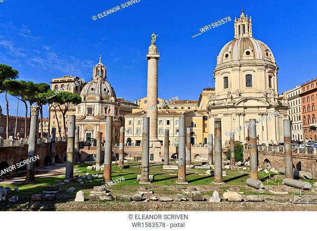 Trajan's Column and Forum, Forum area, Rome, Lazio, Italy, Europe
