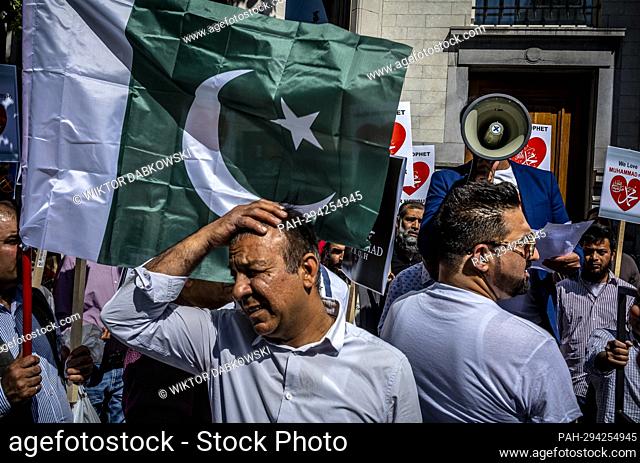 Muslim community hold the protest in front of India embassy in Brussels, Belgium on 22/06/2022 Nupur Sharma member from the ruling Indian Bharatiya Janata Party...