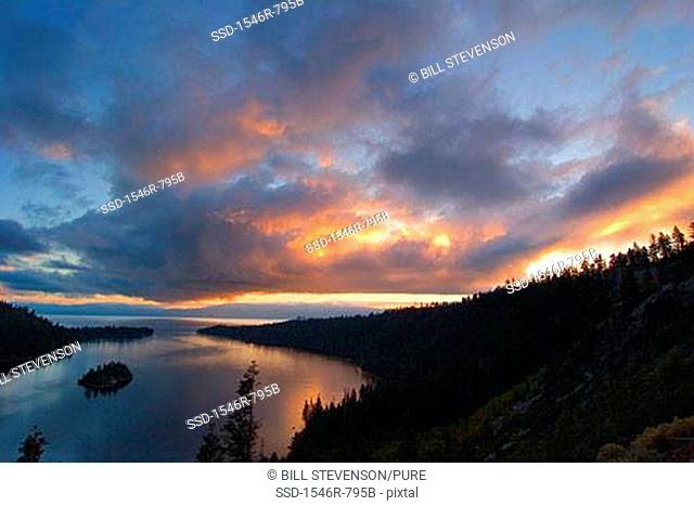 Clouds over a lake, Emerald Bay, Lake Tahoe, California, USA