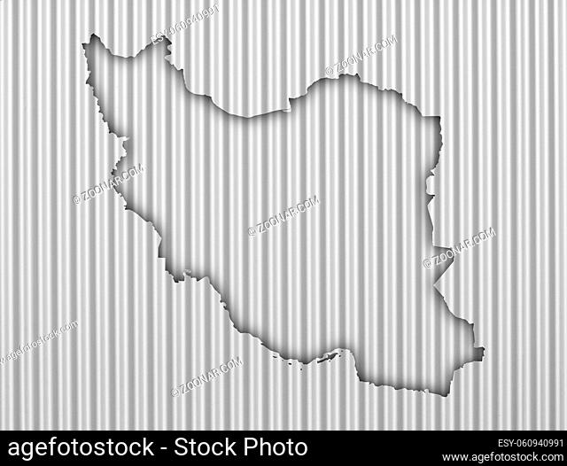 Karte des Iran auf Wellblech - Map of Iran on corrugated iron