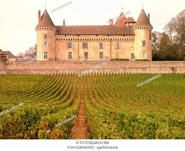 France, Rully, Burgundy, Saone et Loire, Europe, Burgundy Wine Region, Chateau, vineyards