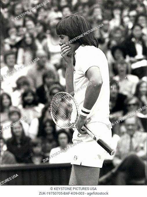Jul. 05, 1975 - Arthur Ashe (USA) is the new Wimbledon Champion after defeating Jimmy Connors in the Final: A look of despair from Jimmy Connors after making a...