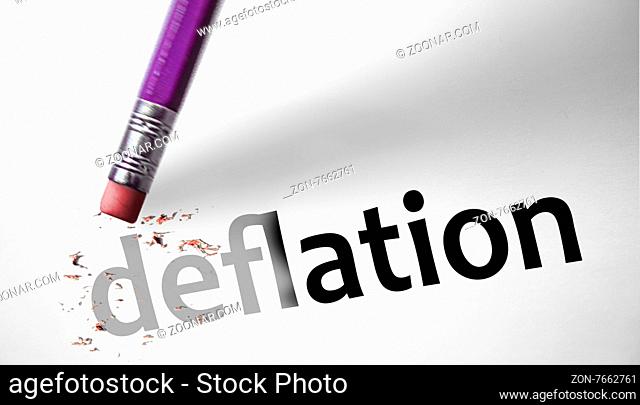 Eraser deleting the word Deflation