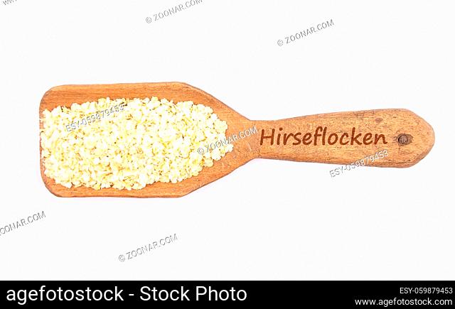 Hirseflocken - Millet flakes on shovel