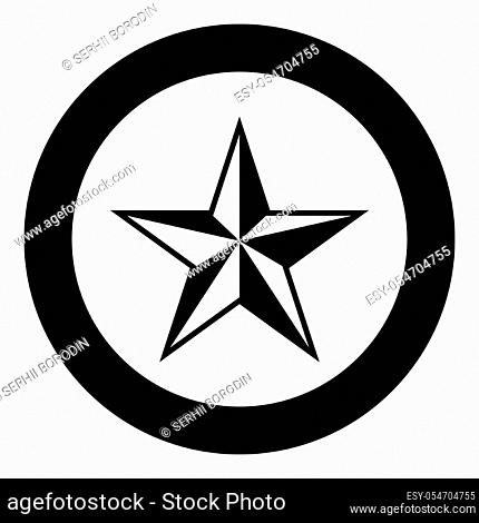 Star five corners Pentagonal star icon in circle round black color vector illustration flat style simple image