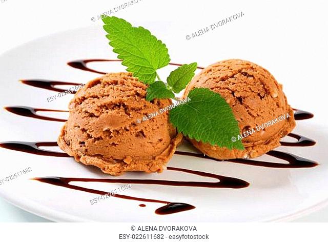 Scoops of chocolate ice creamn
