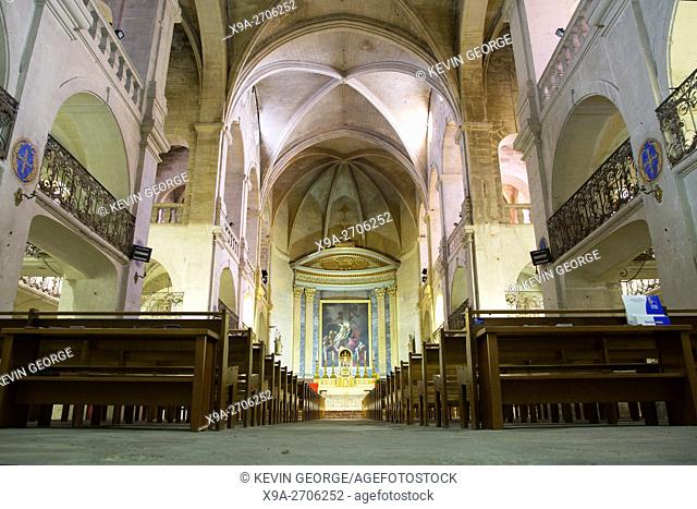 Altar and Nave of Cathedral Church; Uzes; Provence; France