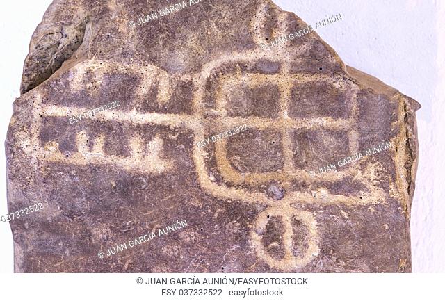 Badajoz, Spain: Chariot and horses belonging to Warrior Stela of Capilla VI, Late Bronze Age. Badajoz Archeological Museum