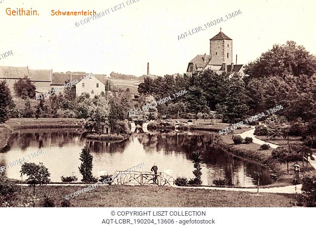 Ponds in Landkreis Leipzig, Buildings in Geithain, Churches in Geithain, 1912, Landkreis Leipzig, Geithain, Schwanenteich, Germany