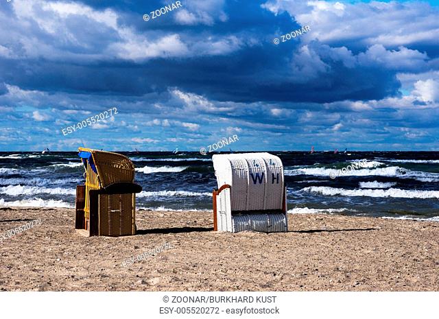 Beachchairs on the beach from Heiligenhafen, Germa