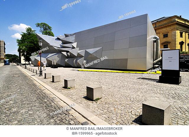 Pavilion 21, the new mobile venue for the Munich Opera Festival on Marstallplatz, Munich, Bavaria, Germany, Europe