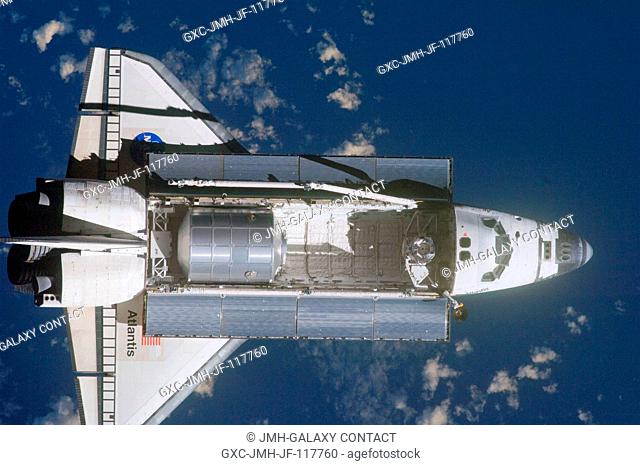 A nadir view of the space shuttle Atlantis and its payload was provided by one of a series of images showing various parts of the shuttle in Earth orbit