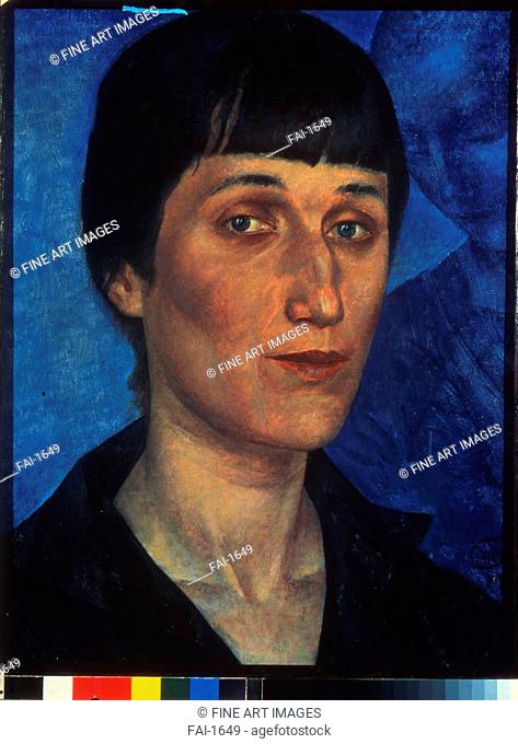 Portrait of the Poetess Anna Akhmatova (1889-1966). Petrov-Vodkin, Kuzma Sergeyevich (1878-1939). Oil on canvas. Russian Painting, End of 19th - Early 20th cen
