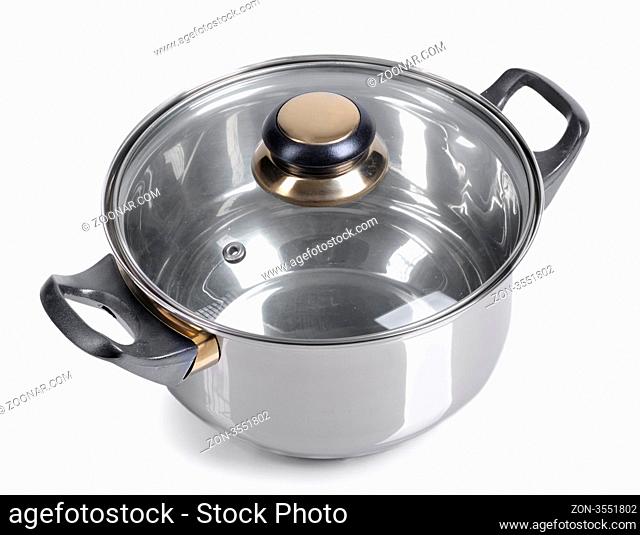 Metallic pan on isolated on white background