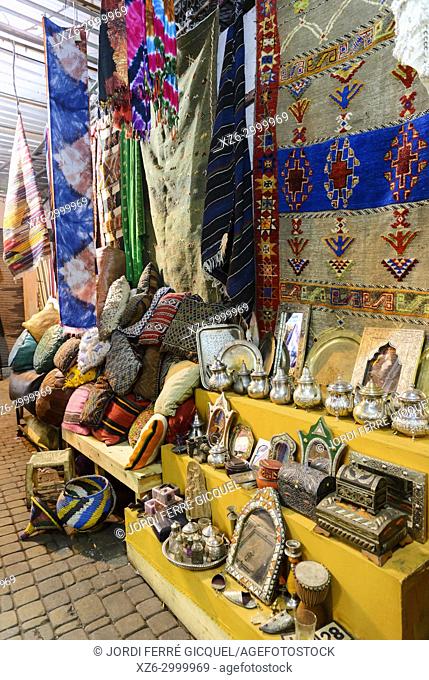 Typical stand in the souk of Marrakech, Medina of Marrakesh, Morocco, Africa