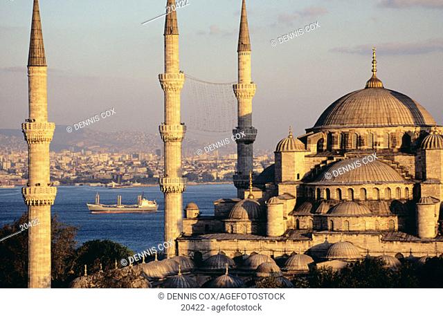 Blue Mosque and the Bosphorus. Istanbul. Turkey