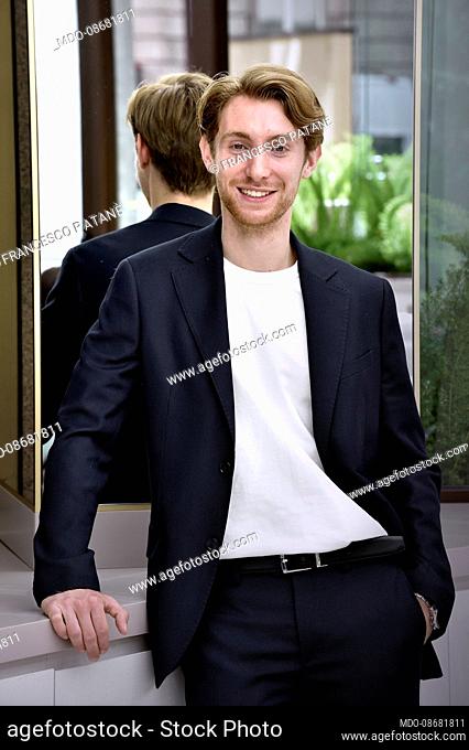 The Italian actor Francesco Patanè poses in the photocall of the film The Bad Poet. Rome (Italy), May 18th, 2021